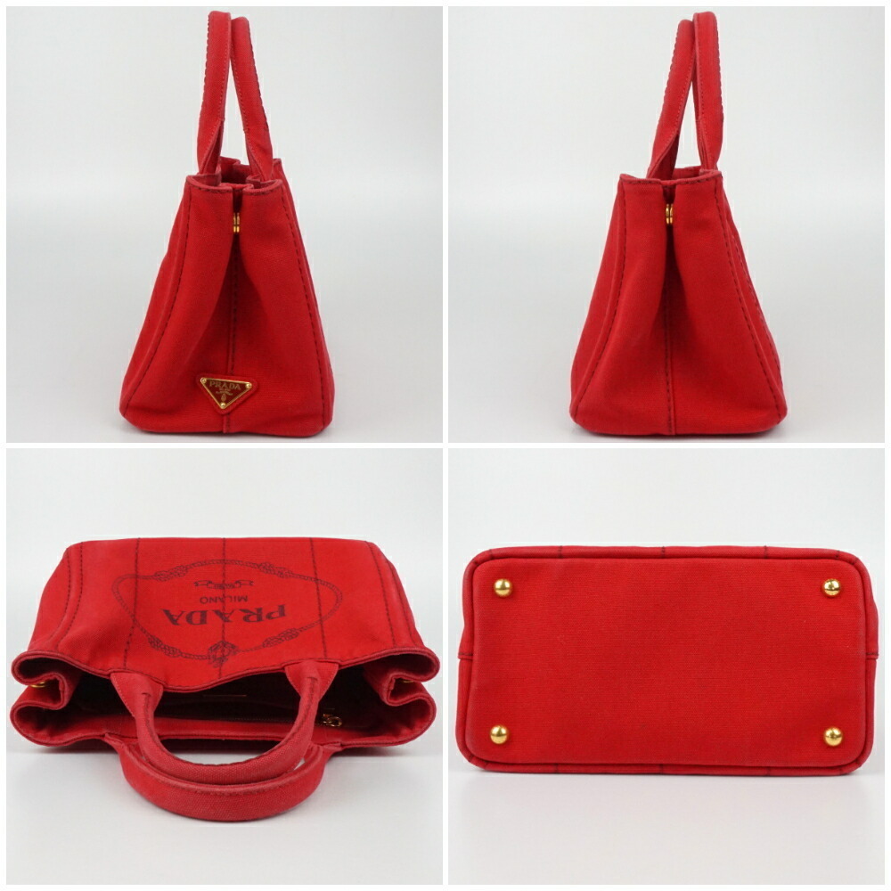 Prada Red Bag tote crossbody Shoulder handbag Canapa Bag Canvas - Picture 3 of 9